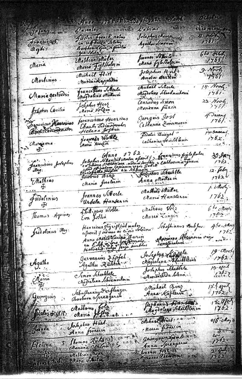 Birth Records 1761 to1762 Page 38